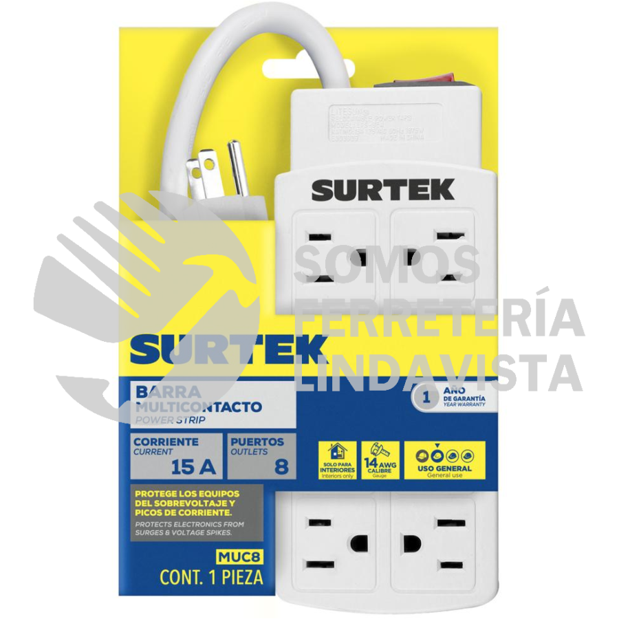 MUC8 BARRA MULTICONTACTO 8 ENTRADAS, 15 A SURTEK