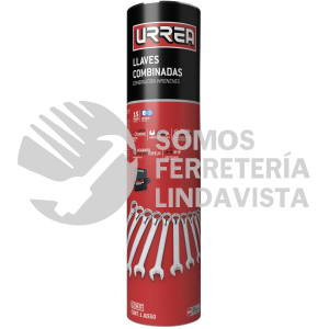 1206TF JUEGO DE LLAVES COMBINADAS PULIDO ESPEJO MÉTRICAS, 12 PUNTAS, 15 PIEZAS TUBO FC URREA