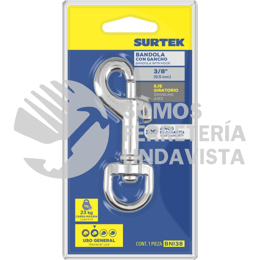 BNI38 BANDOLA DE NIQUEL CON GANCHO 3/8" SURTEK