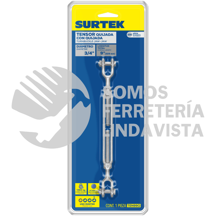 TEN99Q TENSOR DE ACERO FORJADO QUIJADA - QUIJADA 3/4" X 9" SURTEK
