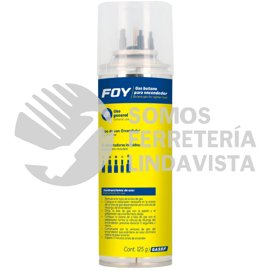 GASEF LATA DE GAS BUTANO PARA ENCENDEDOR 125 G FOY
