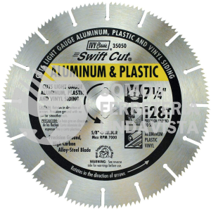 35050 HOJA DE SIERRA CIRCULAR DE CORTE RAPIDO DE ALUMINIO Y PLASTICO DE 128 DIENTES DE CORTE RAPIDO CON EJE DE DIAMANTE DE 5/8 PULGADAS, 1/TARJETA IVY CLASSIC