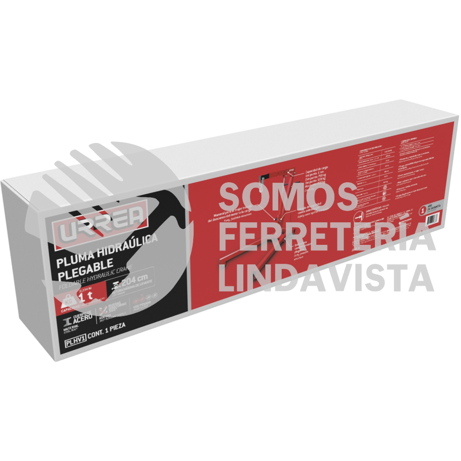 PLHV1 PLUMA HIDRÁULICA PLEGABLE CON PATAS V, 1 TON URREA