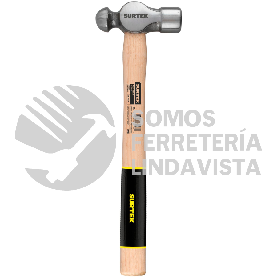 8SG MARTILLO PULIDO DE BOLA CON MANGO DE MADERA CON GRIP DE 13", 8 OZ SURTEK