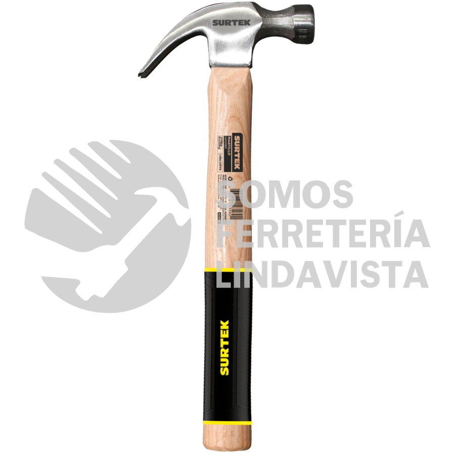 408RG MARTILLO DE UÑA CURVA PULIDO CON MANGO DE MADERA, 16 OZ SURTEK