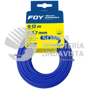 NA27 NAILON REDONDO PARA DESBROZADORA EN TARJETA, 2.7 MM X 12 M FOY