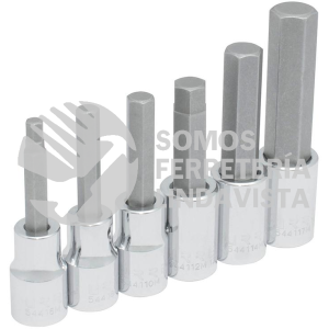 5441M6 JUEGO DE DADOS CON PUNTA HEXAGONAL CUADRO DE 1/2", 6 PUNTAS, METRICOS, 6 PIEZAS URREA