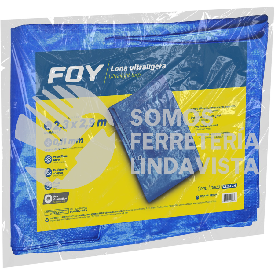 LL2X2A LONA DE POLIETILENO COLOR AZUL ULTRALIGERA, 2.3 X 2.9 M FOY