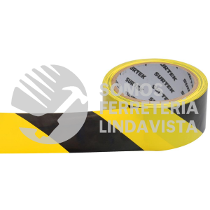 138060 CINTA DE SEÑALIZACION DE ADHESIVO ACRILICO ANCHO 2" DE 18 M, COLOR NEGRO/AMARILLO SURTEK