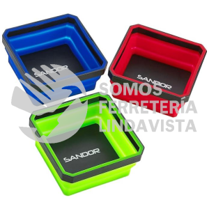 SD-057 JUEGO DE BANDEJAS MAGNÉTICAS PLEGABLES, PAQUETE DE 3 BANDEJAS DE HERRAMIENTAS 4.25" ROJO, VERDE Y AZUL